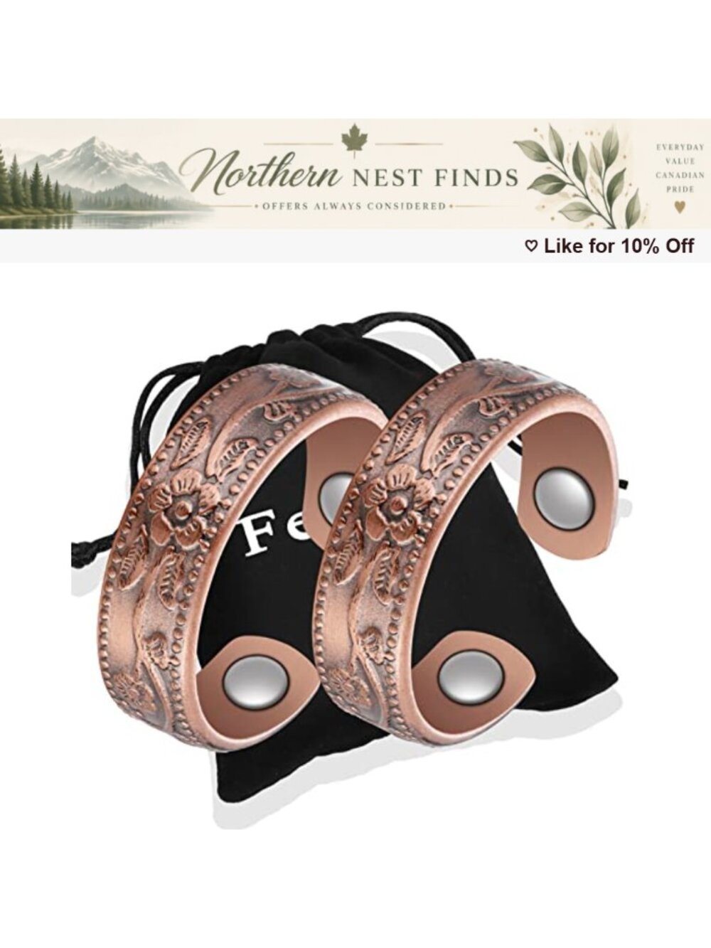 99.99% Pure Copper Magnetic Rings Adjustable Heart Flower Gift Box